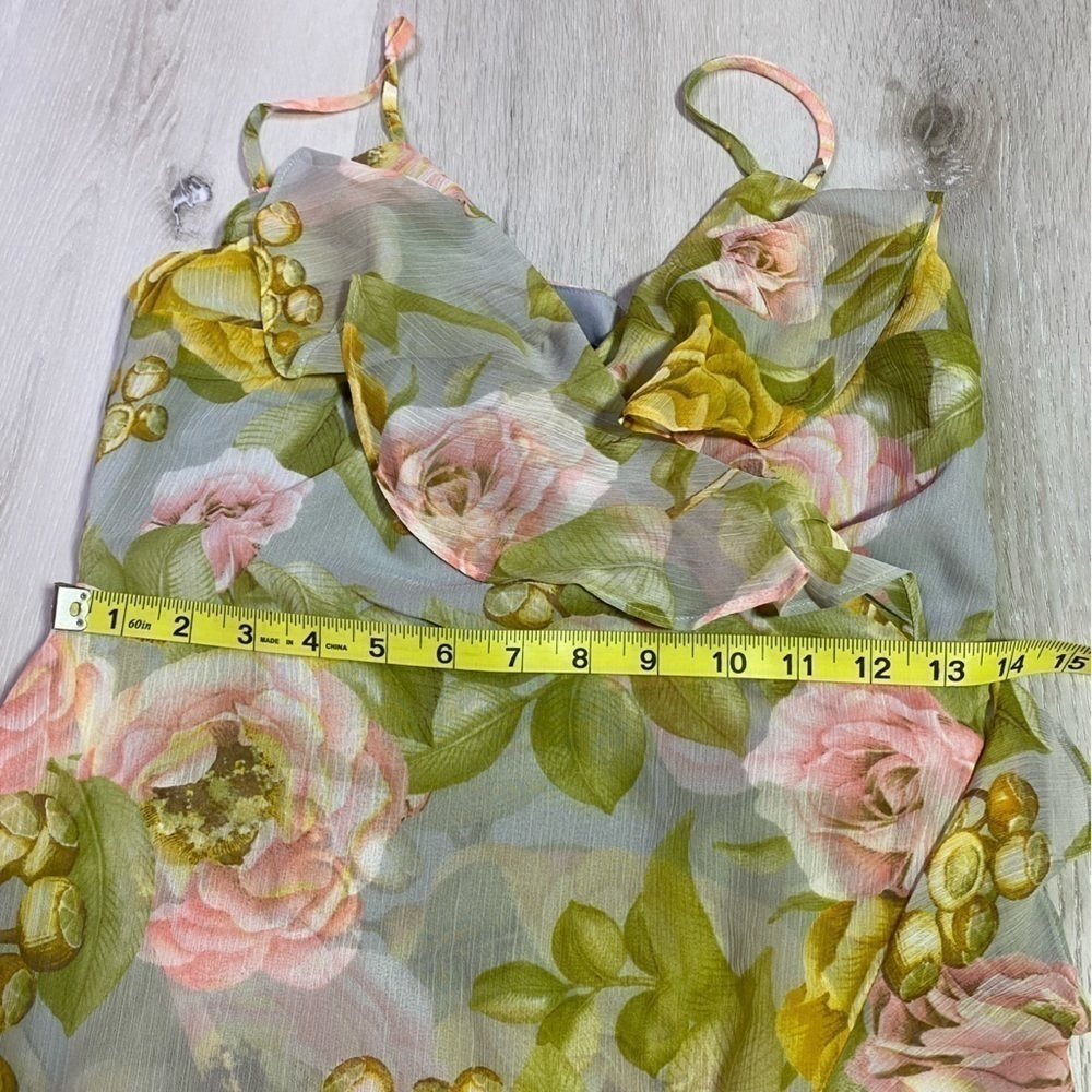 NWT Express Multicolor Floral Print Ruffle Faux Wrap Hi-Lo Maxi Dress, XS - Picture 6 of 13
